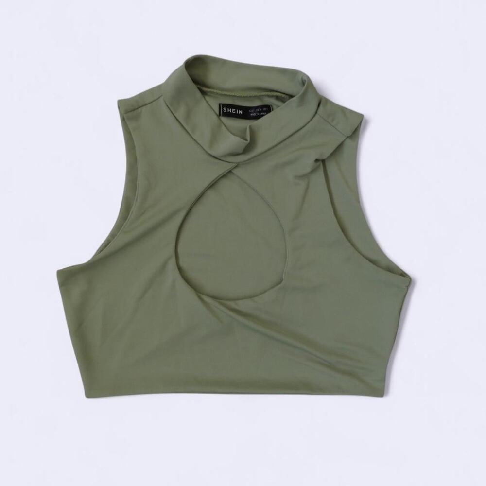 Shein green key hole neck